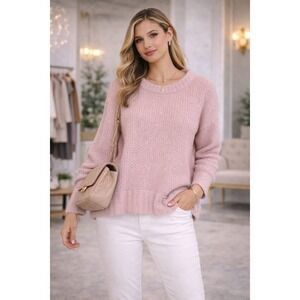 TOAD and CO Top Sweater SMALL Knit WOOL NON MULESED Blend Capuccino Boucle Pink